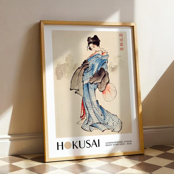 Katsushika Hokusai Woman Holding A Fan, Vintage Japan Art Print