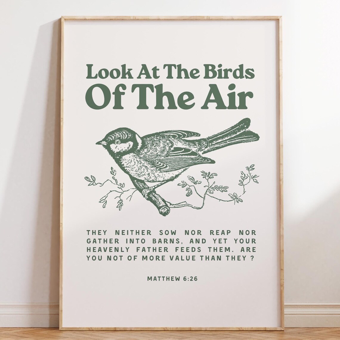 Look At The Birds Retro Vintage Christian Art Print