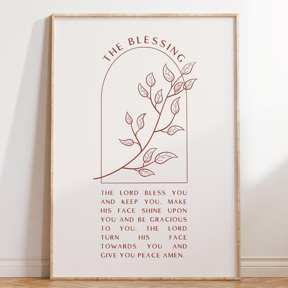The Blessing Prayer Leaf Branch Terracotta Arch Scripture Poster