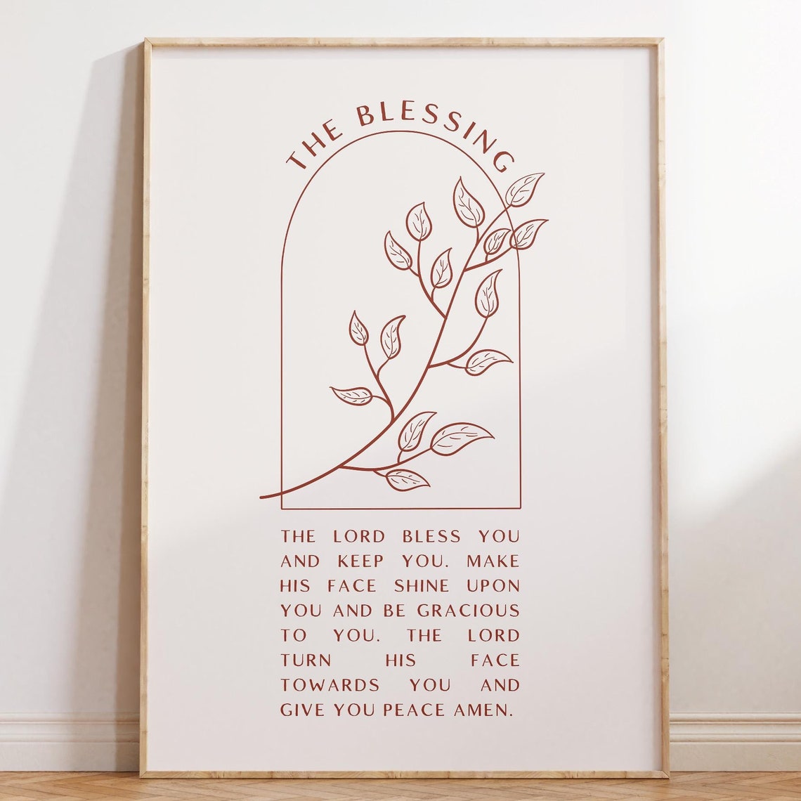 The Blessing Prayer Leaf Branch Terracotta Arch Scripture Poster