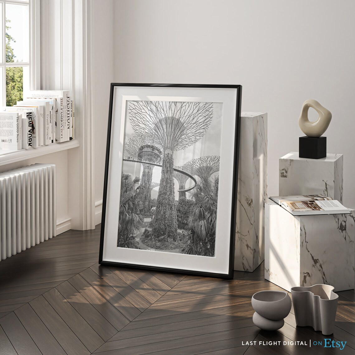 Singapore Poster, Black And White Cityscape Art Print - Image 4