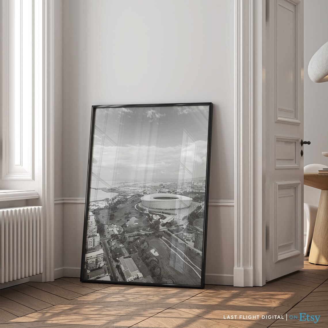 Cape Town Stadium Black White Photography Art Print - Image 2
