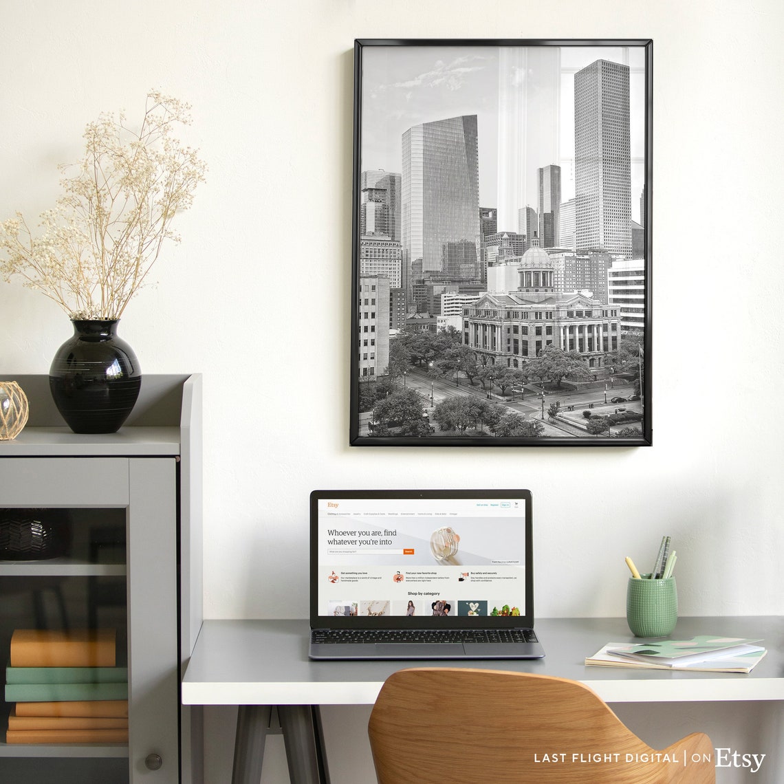 Houston Texas Harris County Courthouse Downtown Black White Poster - Image 5