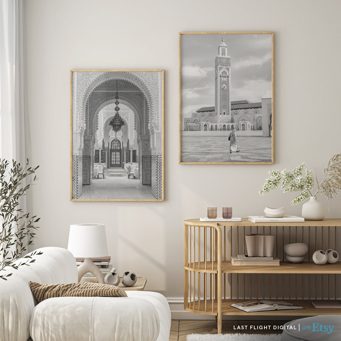 Casablanca Hassan II Mosque Minaret Black And White Photo Poster - Image 4