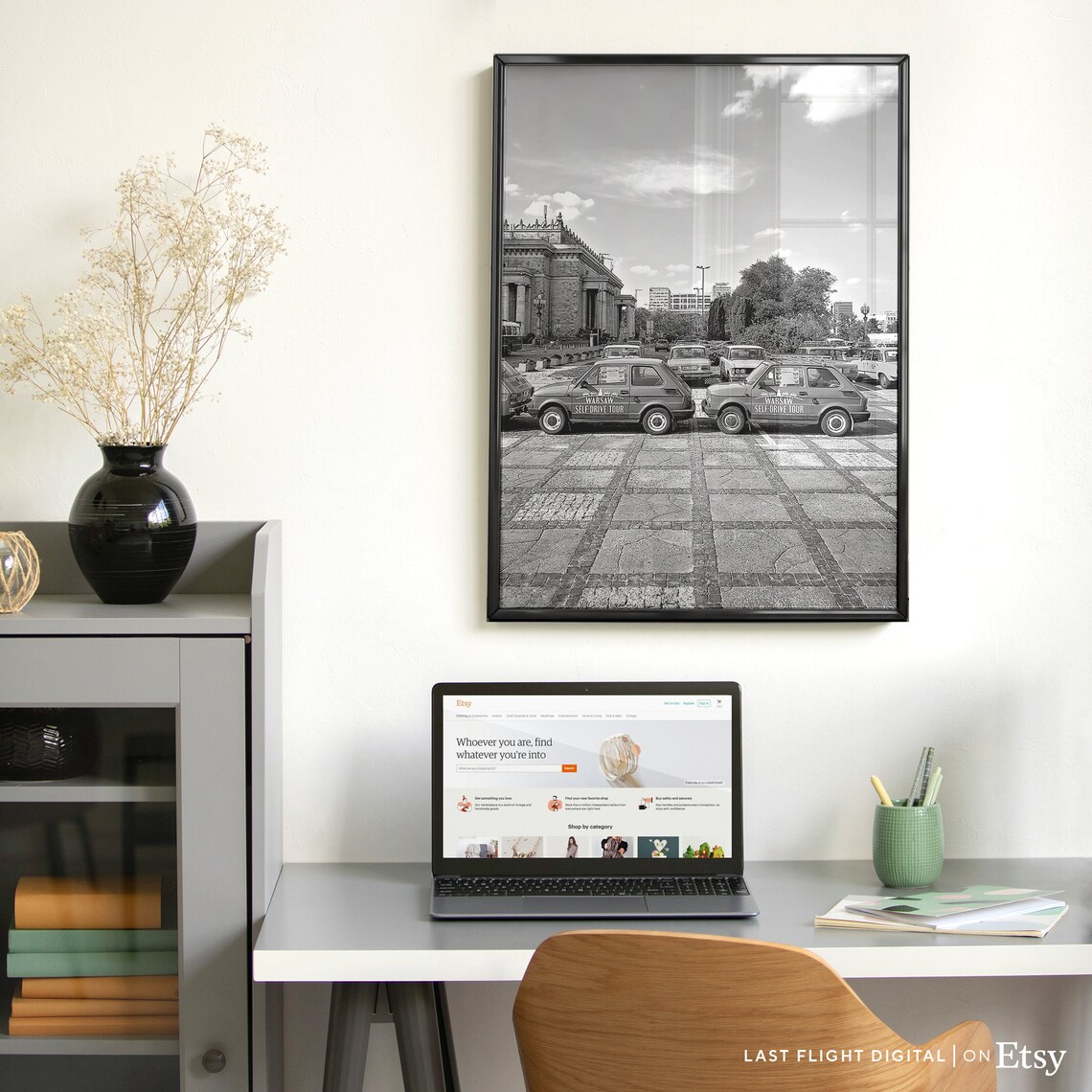 Warsaw Poland Vintage Self Drive Tour Cars Black White Poster - Image 4