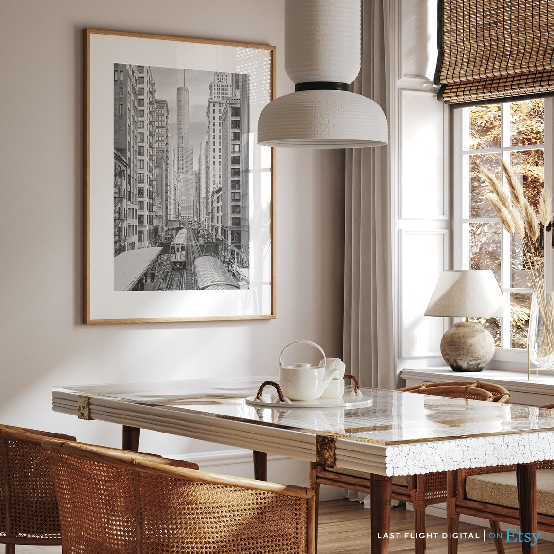 Chicago Downtown Skyline Travel Poster, Black and White - Image 3