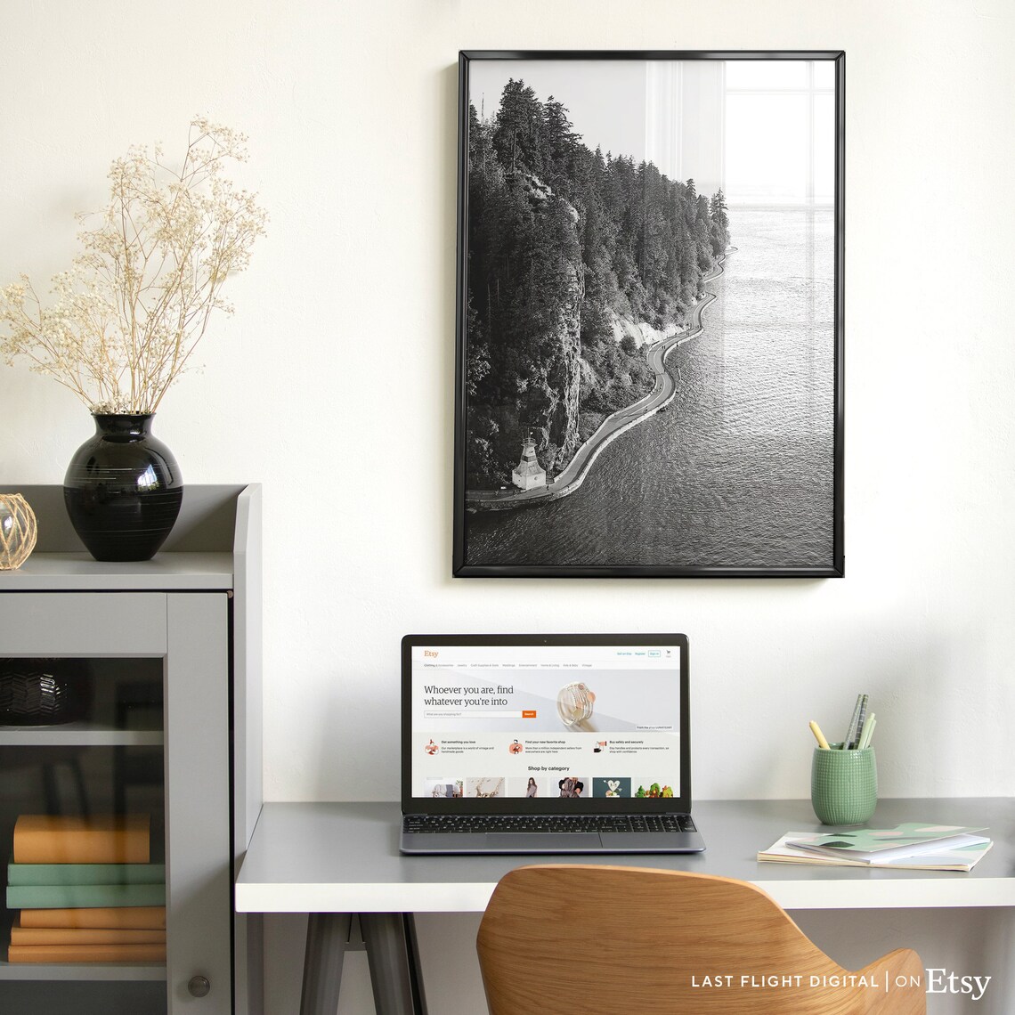 Vancouver Stanley Park Road, Black And White Travel Poster - Image 3