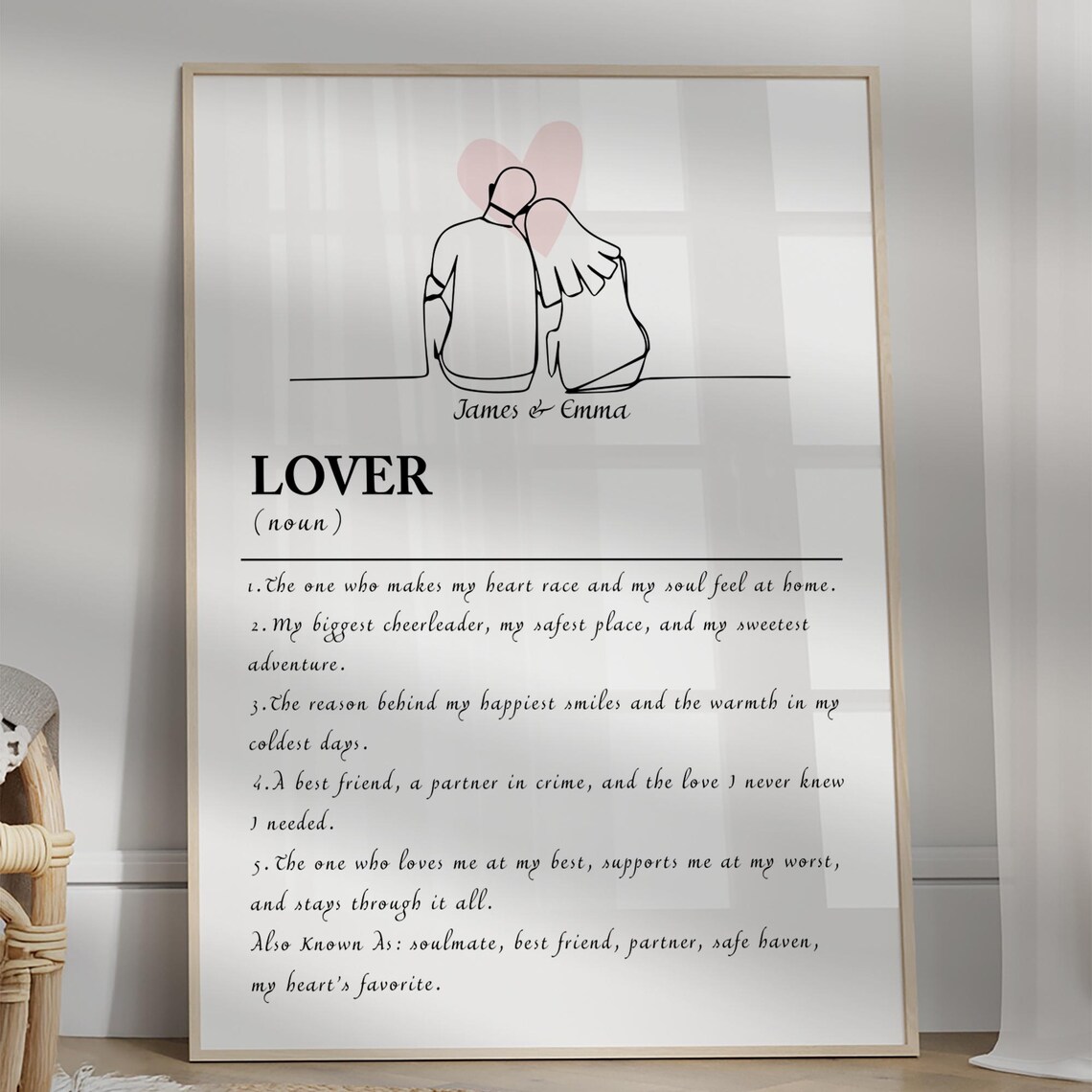 Lover Custom Name Quote Poster, Personalized Definition