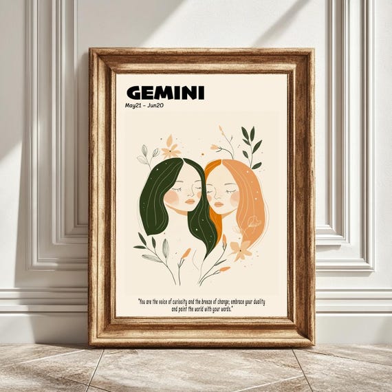 Gemini Astrology Art, Zodiac Illustration