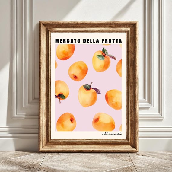 Apricots Art Print, Mercato Della Fruta Kitchen Art