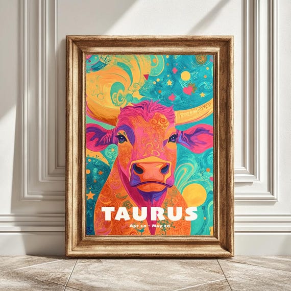 Funky Astrology Taurus Zodiac Decor, Gift For Him Her
