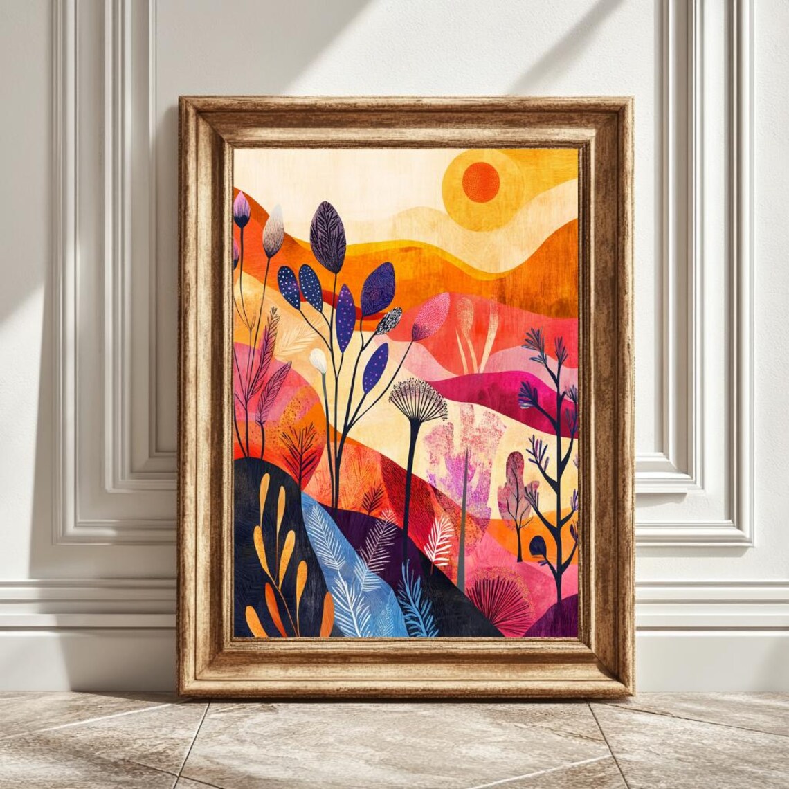 Colorful Botanical Abstract Nature Art, Gift