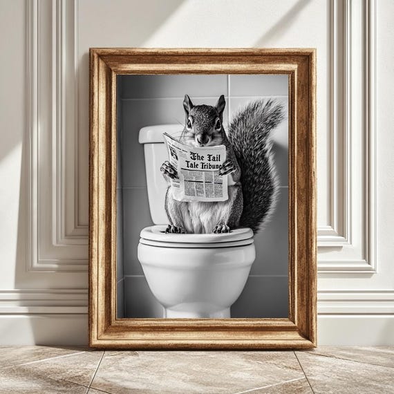 Squirrel Print, Funny Bathroom Decor