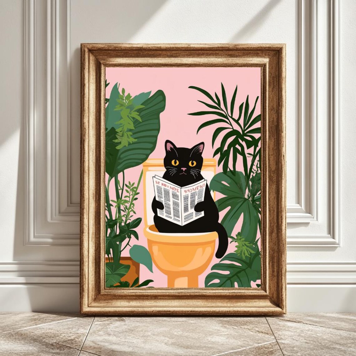 Black Cat Toilet, Funny Bathroom Wall Art