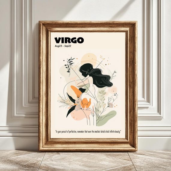 Pastel Virgo Astrology Art Print, Horoscope Decor