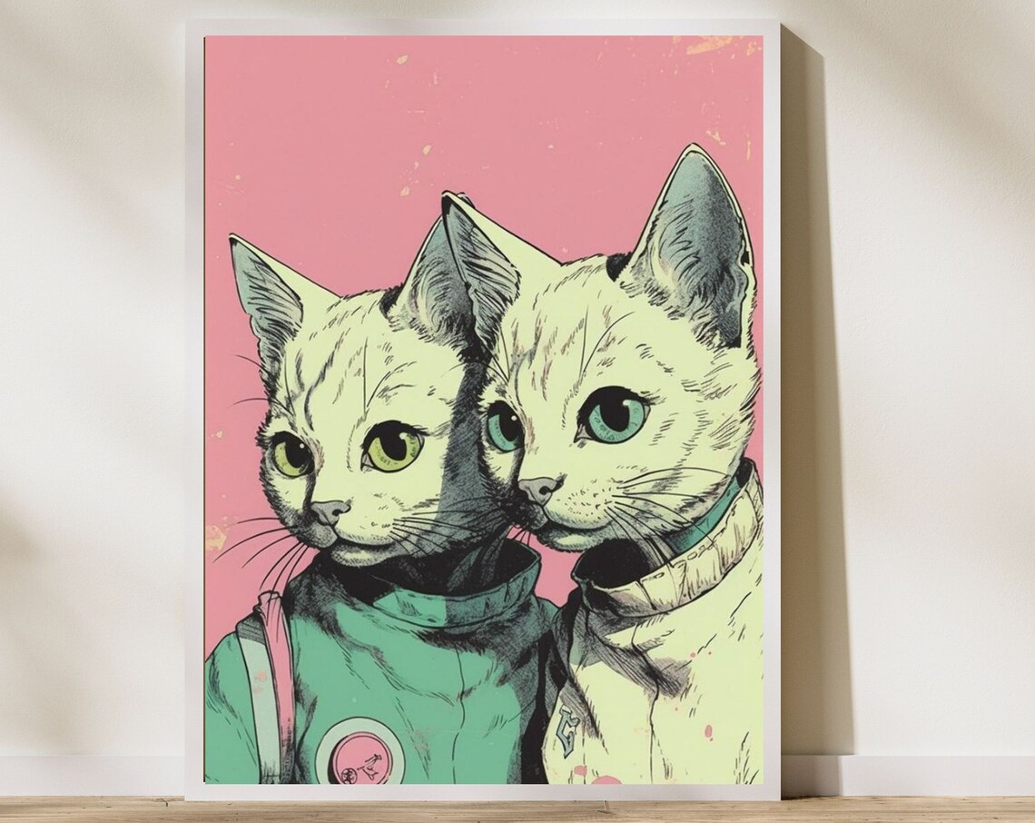 Space Vintage Cat NASA Cosmic Surrealism Art Print