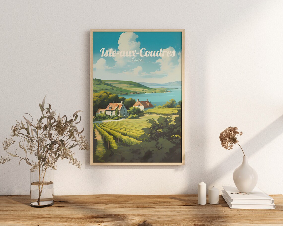 Isle-aux-Coudres Travel Poster, Scenic Coastal Art