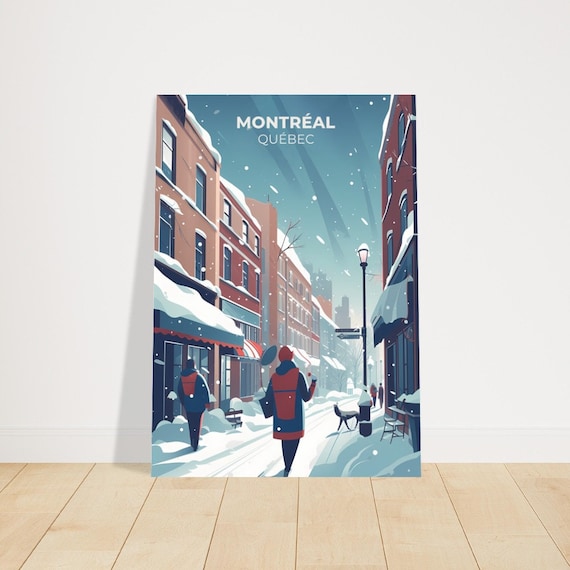 Print Plateau Montroyal Poster Street Montreal Snowy Streets Wall Decor Winter Cityscape Art Canada