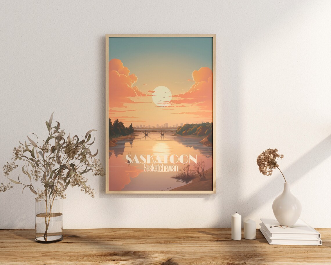 Saskatoon Travel Poster, Scenic City Views Art Print