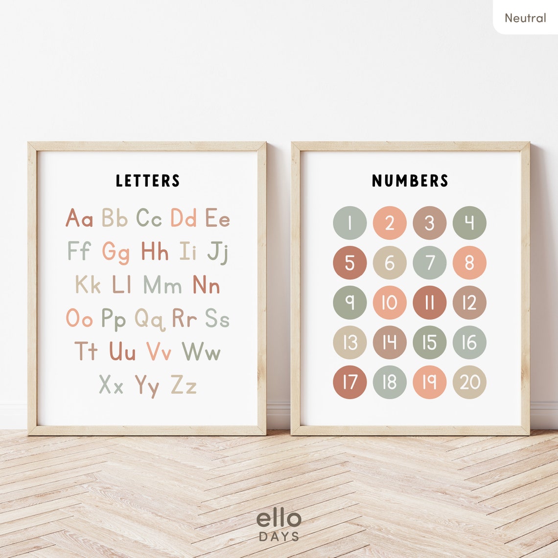 Count 1 To 20 Neutral Dot Numbers Chart Kids Classroom Poster - Image 4
