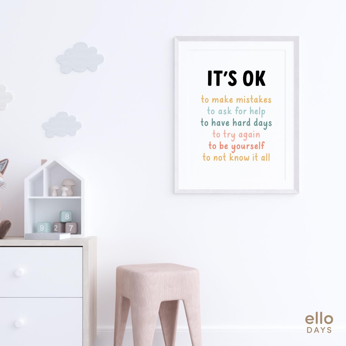 Its Ok to Make Mistakes Rainbow Pastel Encouragement Wall Poster - Image 2