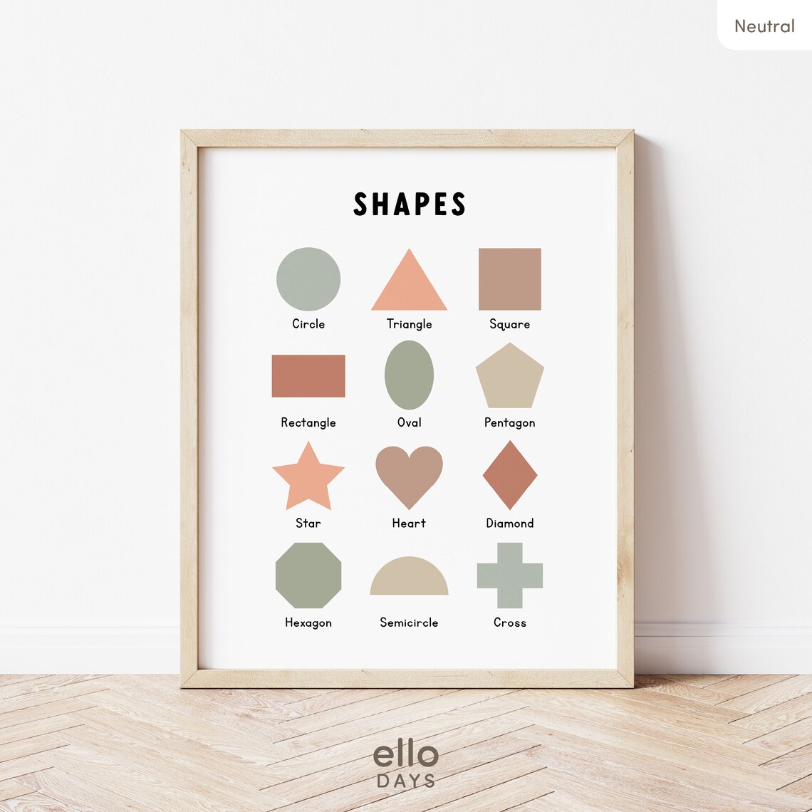 Neutral Shapes Minimalist Poster, Educational Decor