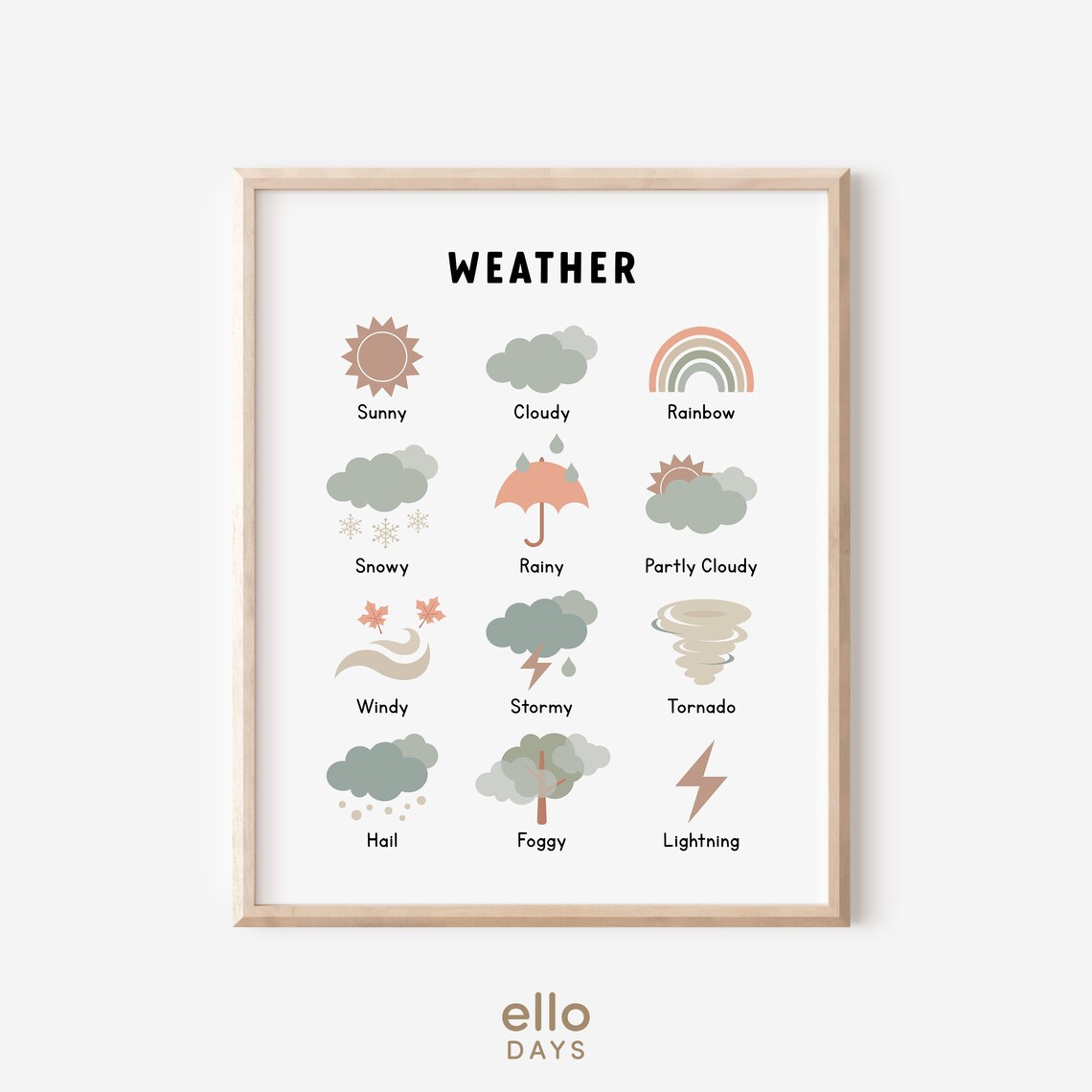 Neutral Weather Poster, Toddler Montessori Weather Chart - Image 4