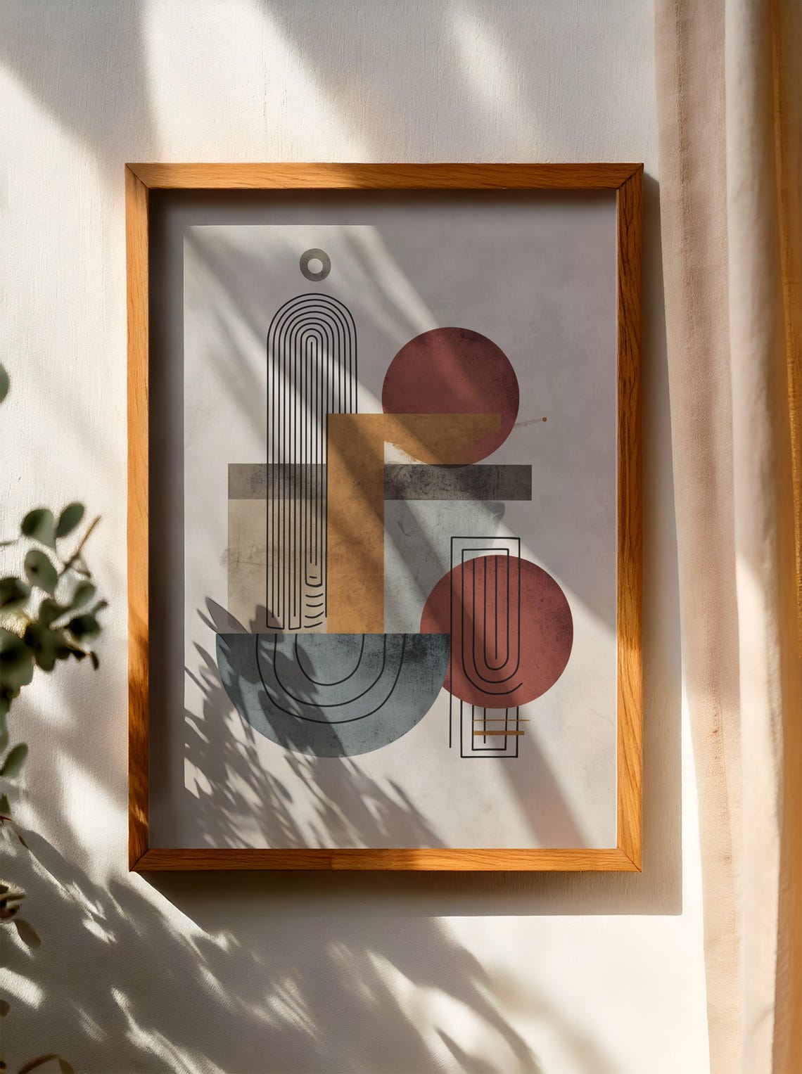 Abstract Geometric Circles Arches Terracotta Modern Art Poster