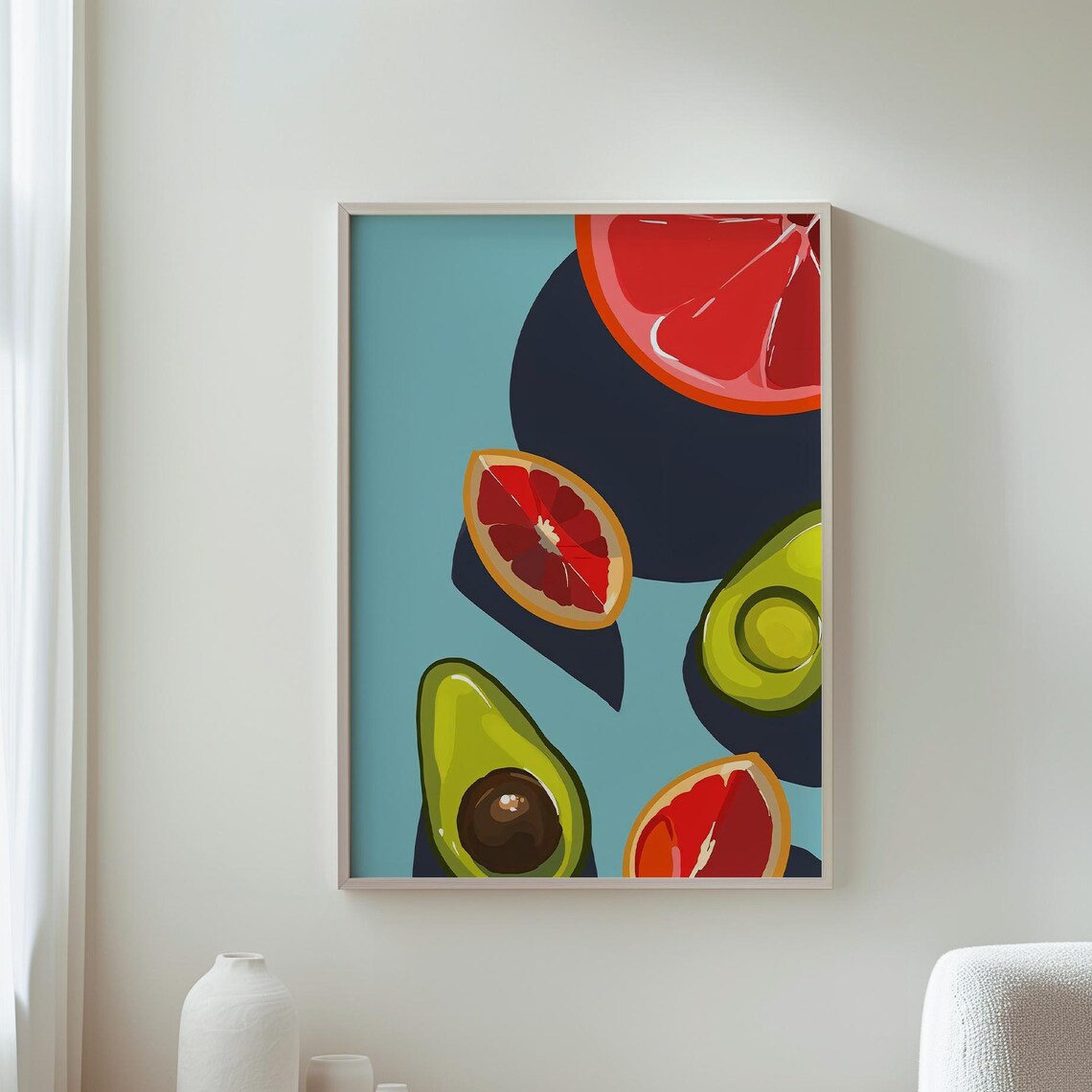 Colorful Kitchen Art Fruit Wall Print, Modern Food