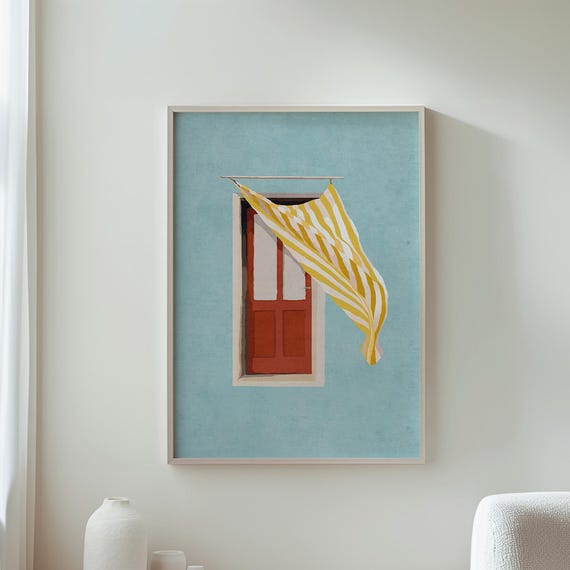 Warm Breeze Wall Art Red Wooden Window Frame Home Decor Rustic Cozy Atmosphere