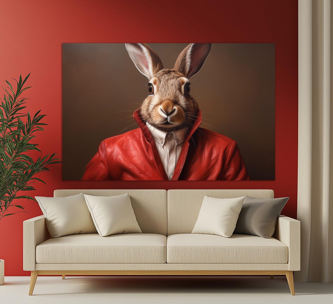 Hare In A Leather Jacket, Hare Painting