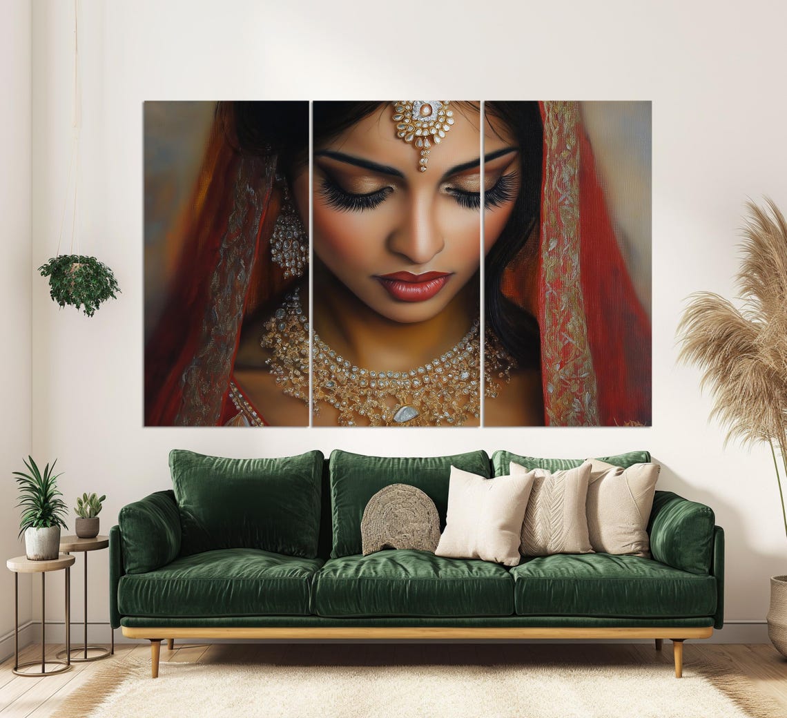 Beautiful Indian Woman Painting Indian Woman Print Indian Art Indian Wall Decor Indian Woman Portrait - Image 3