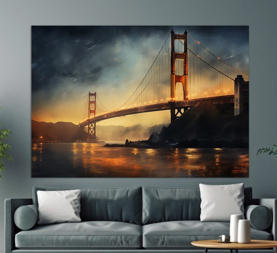 Golden Gate Bridge Abstract Oil Painting Print Stunning San Francisco Bridge Painting San Francisco Wall Art