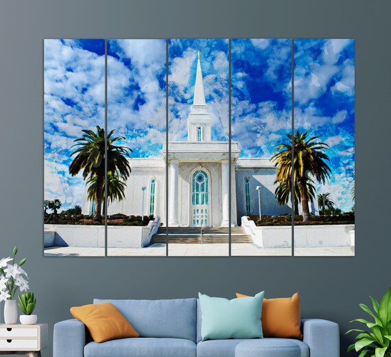 Orlando Florida Temple White Steeple Palm Trees Blue Sky Travel Poster