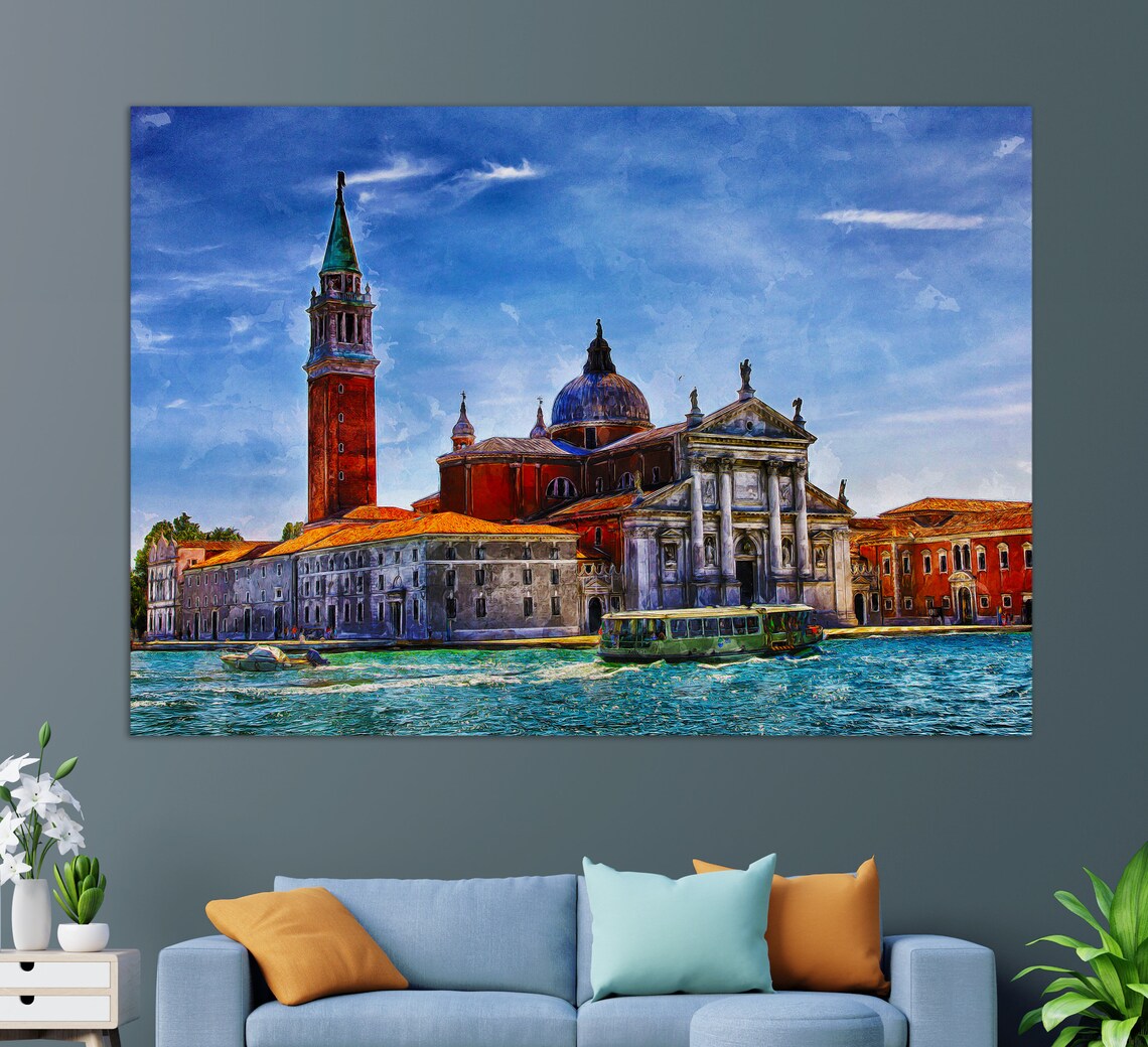 Venice San Giorgio Maggiore Church Watercolor Lagoon View Poster