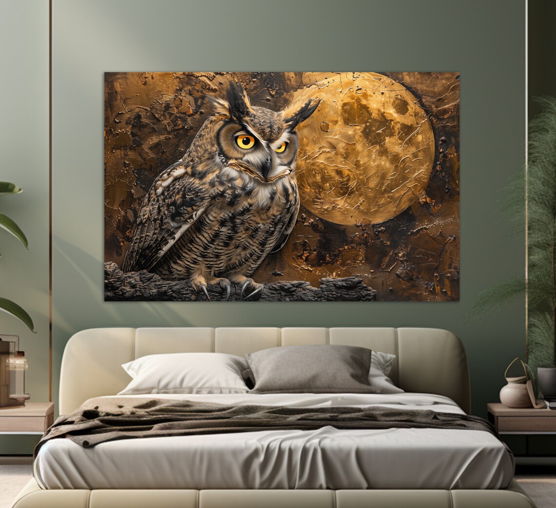 Owl Portrait Art Print, Wildlife Bird Wall Art
