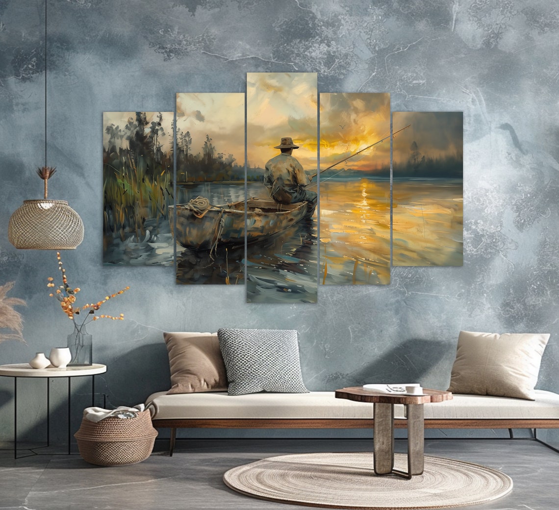 Fishing Wall Art Fishing Print Fishing Painting Fisherman Gift Fishing Rod Print Fishing Wall Decor - Image 2