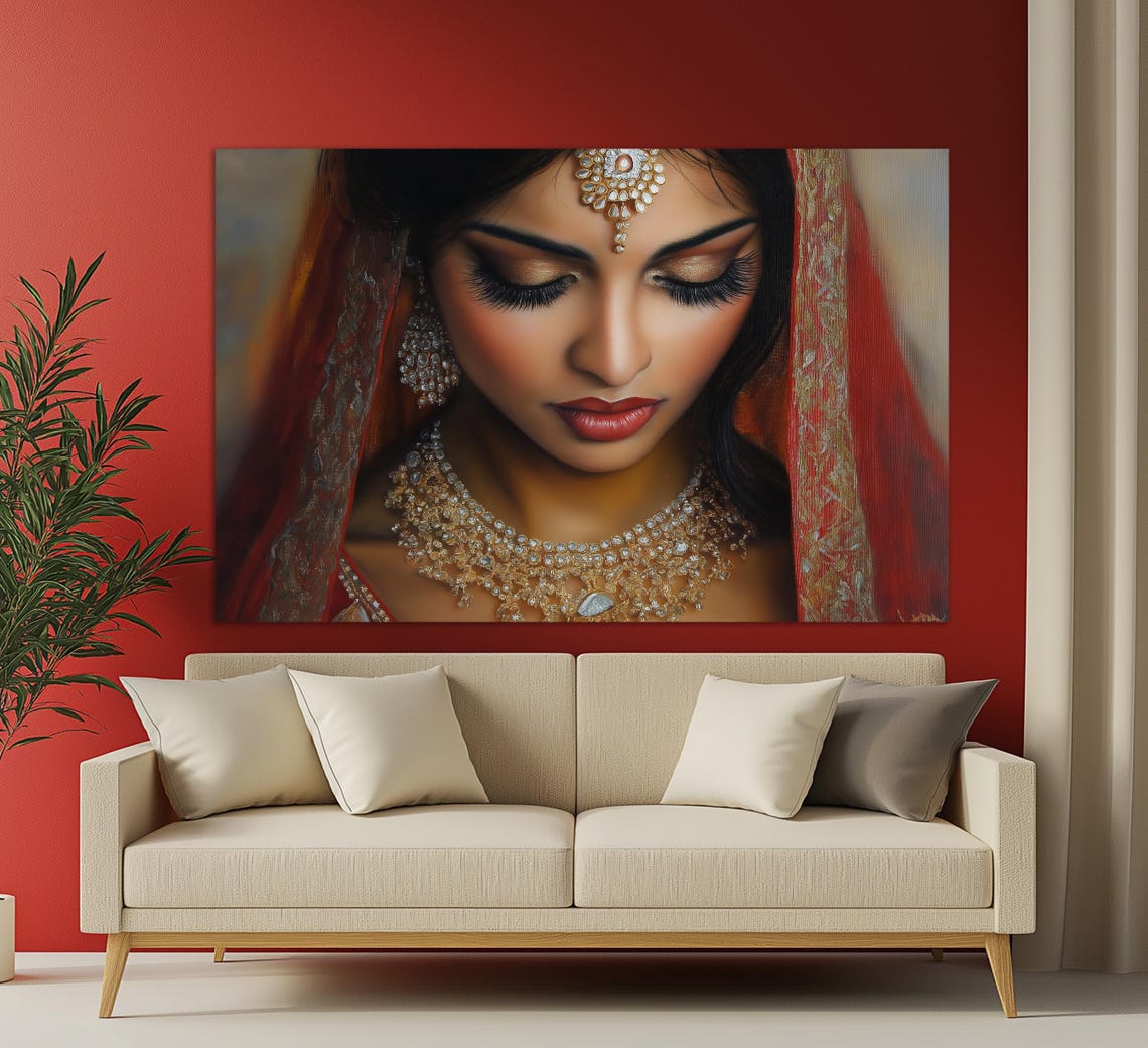 Beautiful Indian Woman Painting Indian Woman Print Indian Art Indian Wall Decor Indian Woman Portrait