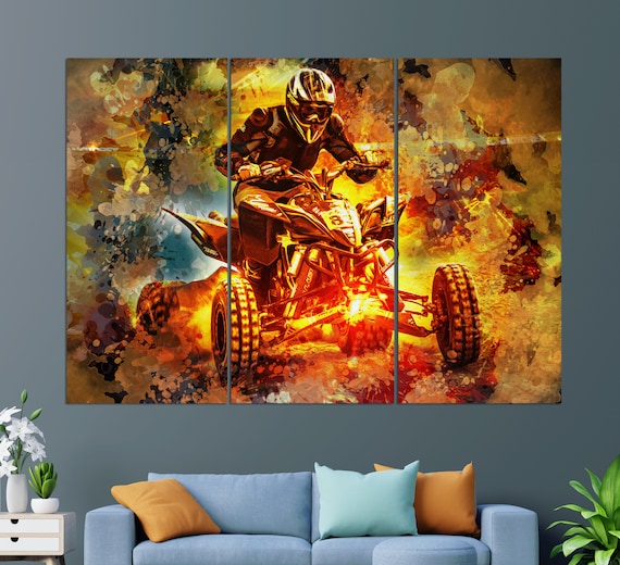 Quad Bike Art Atv Wall Art Quad Biker Gift Quad Bike Wall Art