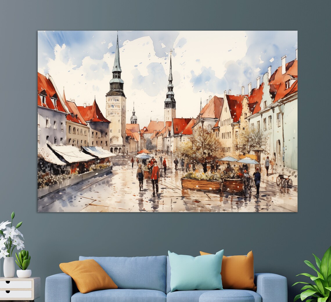 Tallinn Vintage Abstract Wall Art Print, Estonia