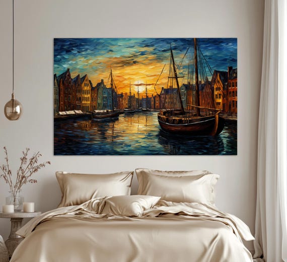 Copenhagen Print Van Gogh Style Copenhagen Painting Copenhagen Wall Art Denmark Wall Art