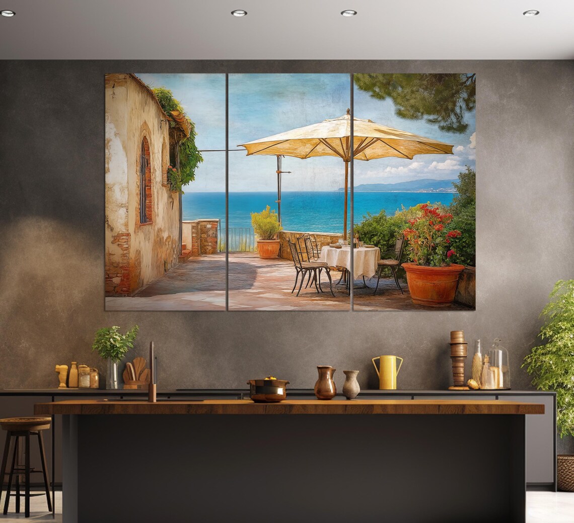 Sicily Italian Cafe Retro Landscape Art Print - Image 3