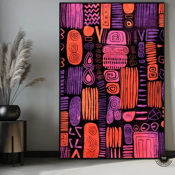African Abstract Art Framed Poster Ethnic Wall Decor Home Culture Print