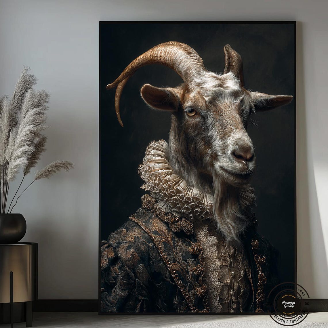 Goat Baroque Costume Ruff Collar Vintage Portrait Art Poster