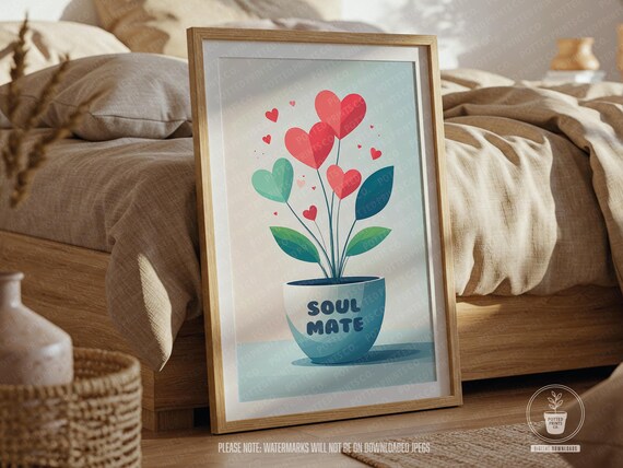 Instant Boho Plant Wall Art Soft Colours In Multiple Size Ratios