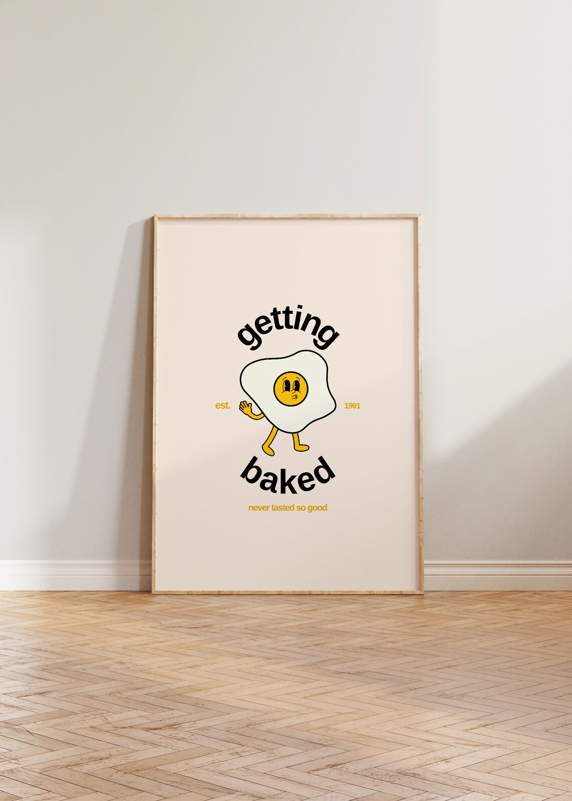Getting Baked Cartoon Cool Vintage 90s Poster