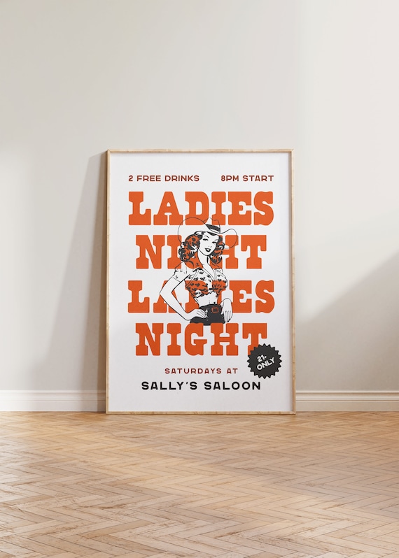Cowgirl Print, Retro Western Saloon Art Poster