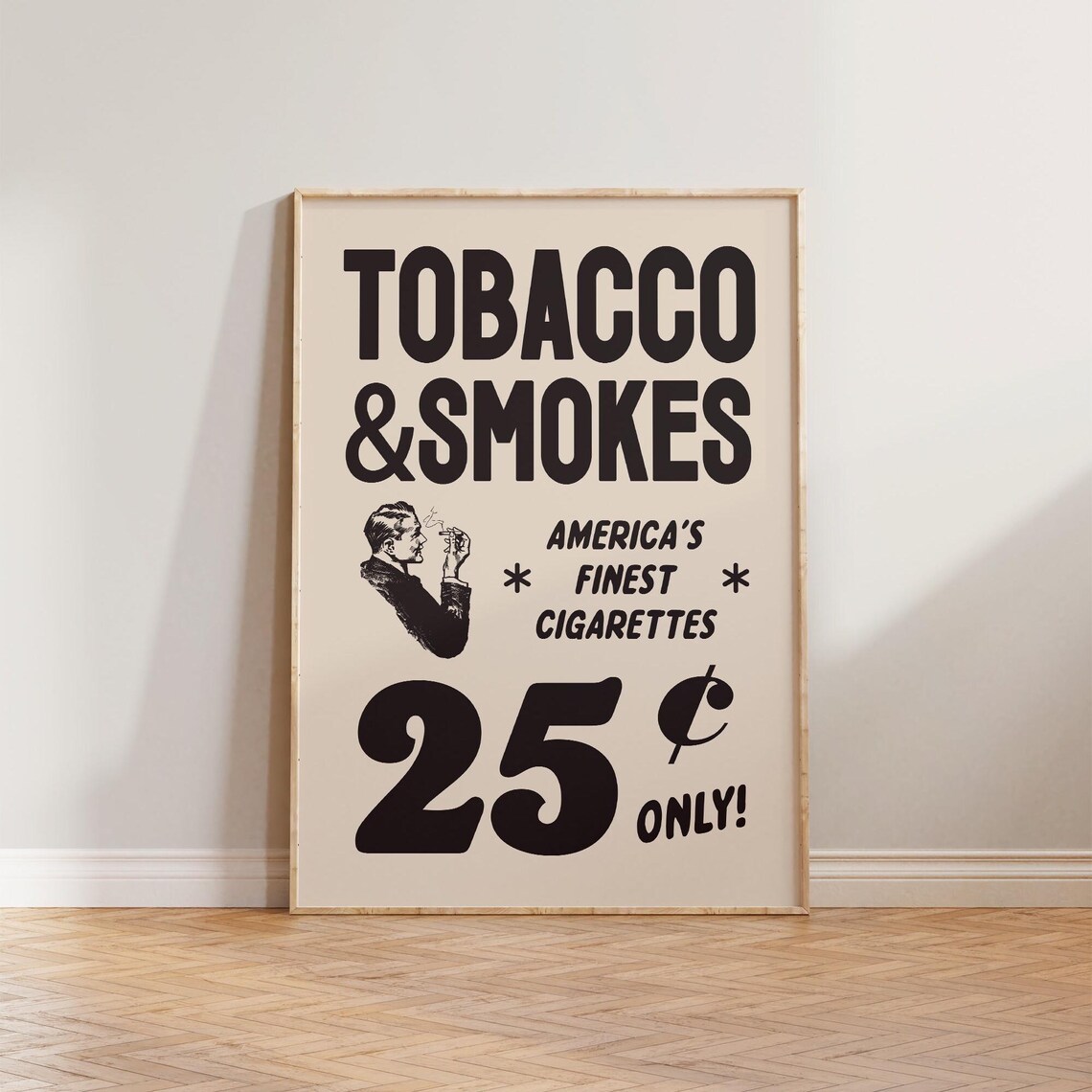 Retro Smoking Cool 1950s Tobacco Advert Poster