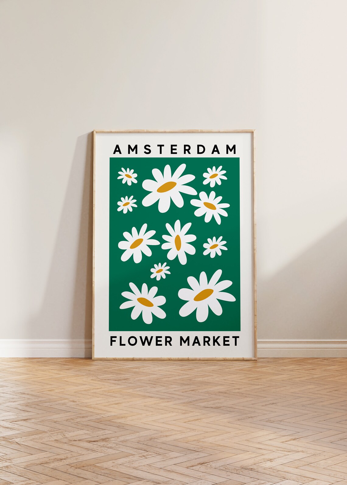 Amsterdam Flower Market Poster, Floral Green Wall Art