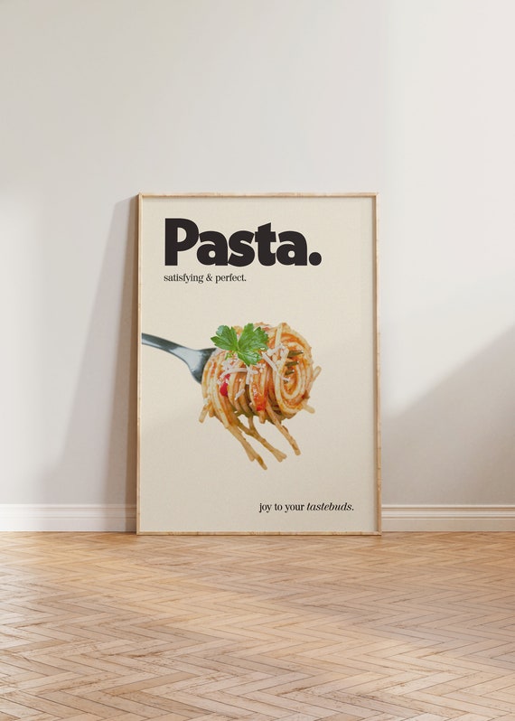 Kitchen Pasta Retro Poster, Dining Room Art Print